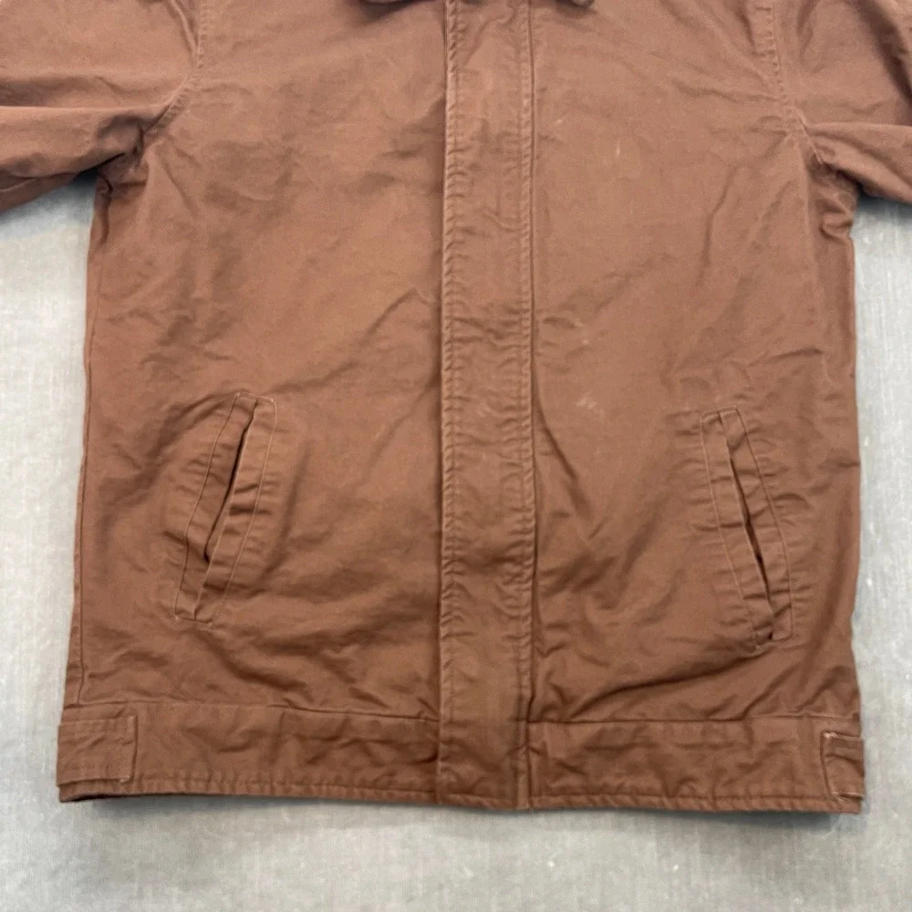 Wenven‎ Mens Medium Brown Cotton Canvas Workwear Jacket Full Zip Utility
